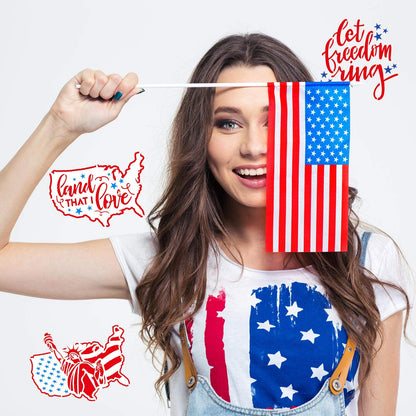 16 Pieces Happy 4th of July Stencil Independence Day Painting Template Reusable Patriotic Drawing Stencils Include American Flag Map Star Patterns Farmhouse Stencil for Painting on Wood Paper Wall