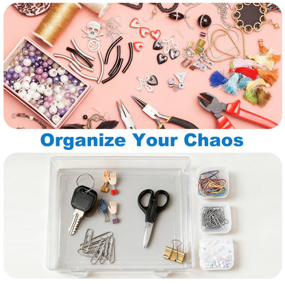 Btnoro Bead Organizer Box, 60 Pcs Small Clear Plastic Storage Containers with Hinged Lid, Mini Craft Boxes for Beads, Jewelry Making, Diamond Painting, Nail Art, Screws and Small Parts Organization