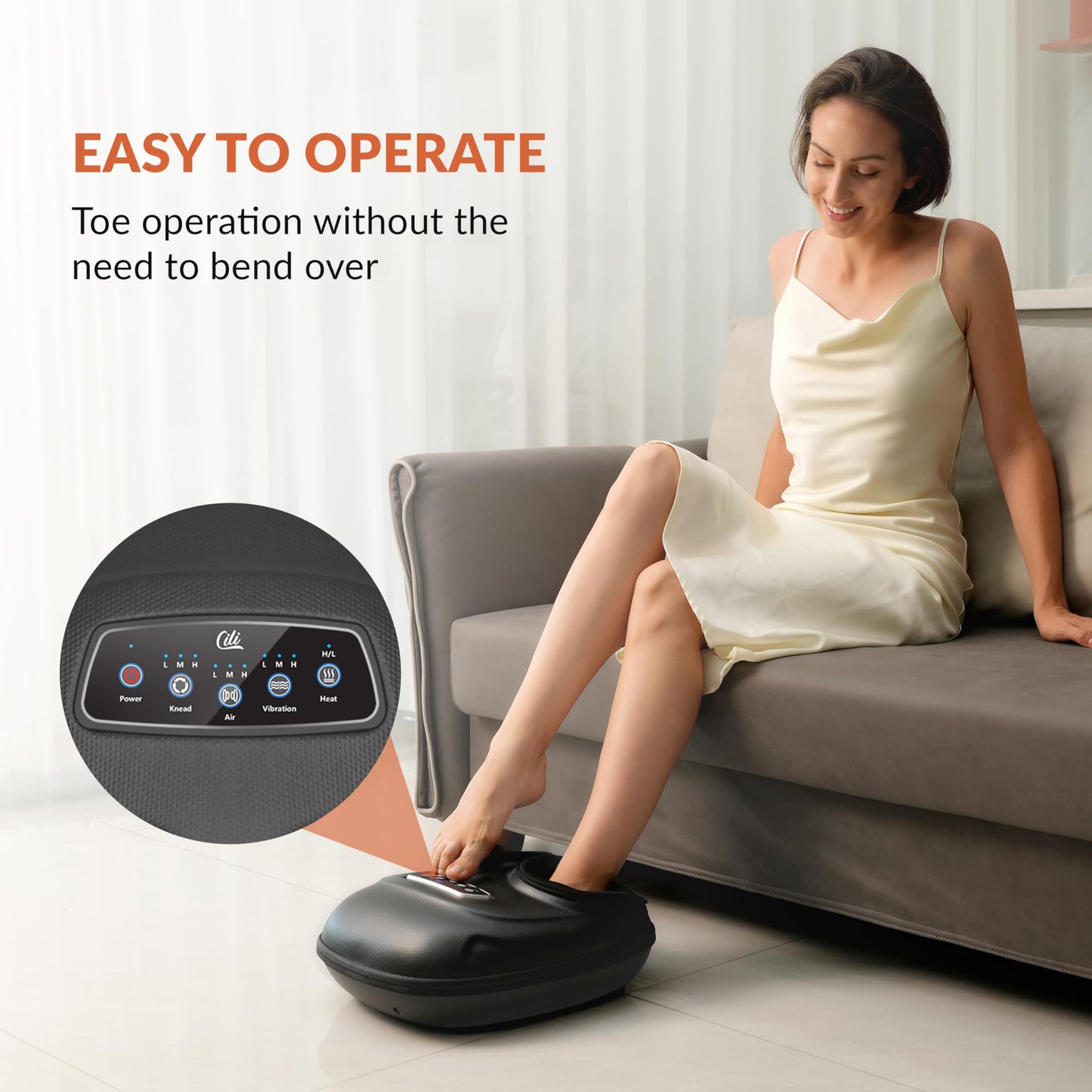 CILI Shiatsu Foot Massager Machine, Electric Heated Feet Massager for Plantar Fasciitis, Kneading Vibration Compression, Detachable Sleeve, Up to Men Size 13, Gifts for Dad Men