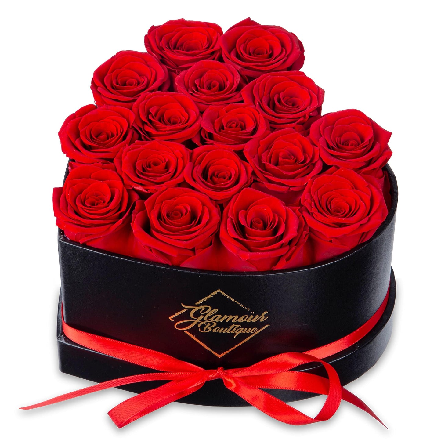 GLAMOUR BOUTIQUE 16 Flower Forever Heart Shape Box, Mothers Day Gift For Mom, Eternal Preserved Roses Gift for Her, Flowers bouquet, For Birthday, Anniversary, Girlfriend - Red