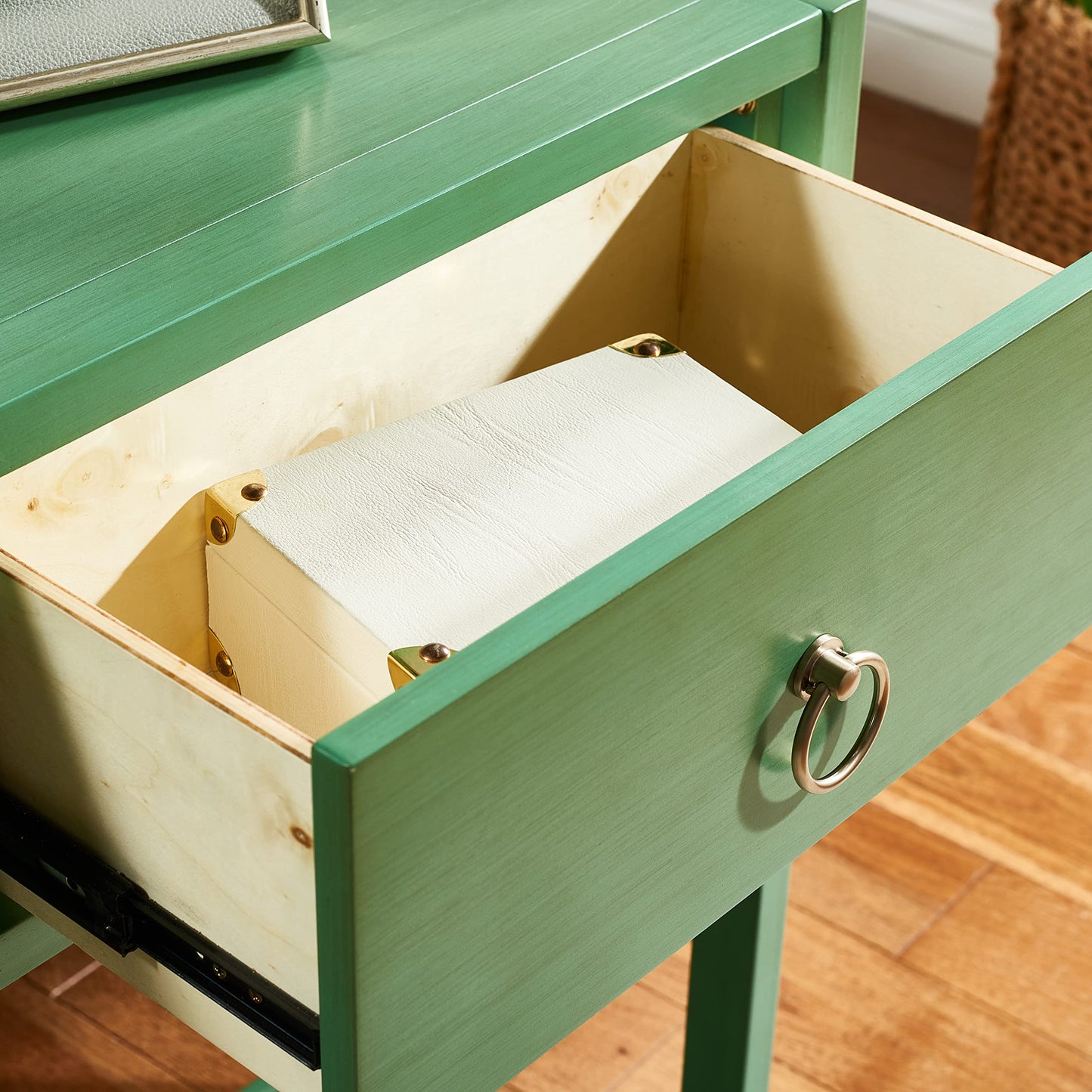 SAFAVIEH Home Collection Sadie Contemporary Turquoise Green 2-Drawer Console Table (Fully Assembled)