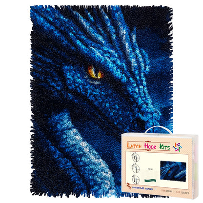 Latch Hook Rug Kit Dragon Pre-Printed Handmade Carpet Crochet Yarn Craft DIY Hook and Latch Door Mat Tapestry for Home Floor Decoration 52x38cm-1