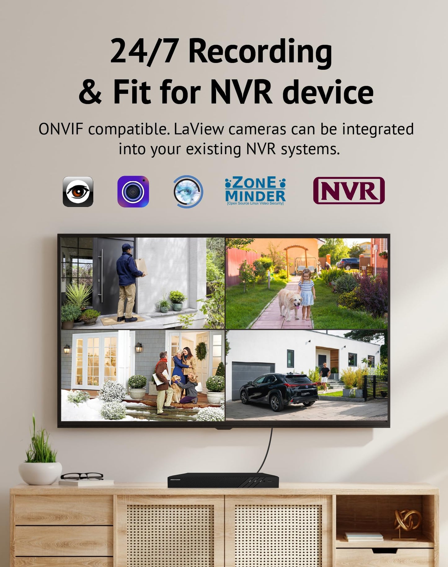 LaView 4K Outdoor Security Cameras,8MP HD Cameras for Home Security with AI Human Detection,IP65 Waterproof,2-Way Talk,Clear Night Vision,2.4G WiFi,SD Card Slot&US Cloud Storage,Work with Alexa(4pcs)