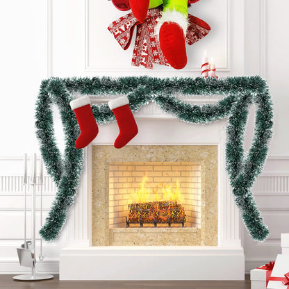 50FT Green Christmas Tinsel Garland Decorations to Christmas Tree, Thick and Thin Metallic Streamers Foil Tinsel Twist Garland Decor for Home Indoor Outdoor Party Supplies