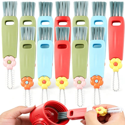 BXUYAOXMC 3 in 1 Cup Lid Cleaning Brush, 180° Rotatable Bottle Brush Gap Cleaner, Multifunctional Crevice Cleaning Brush Set for Baby Bottle, Water Bottle, Tumbler & Kitchen Mugs, 12 Pack Hangable
