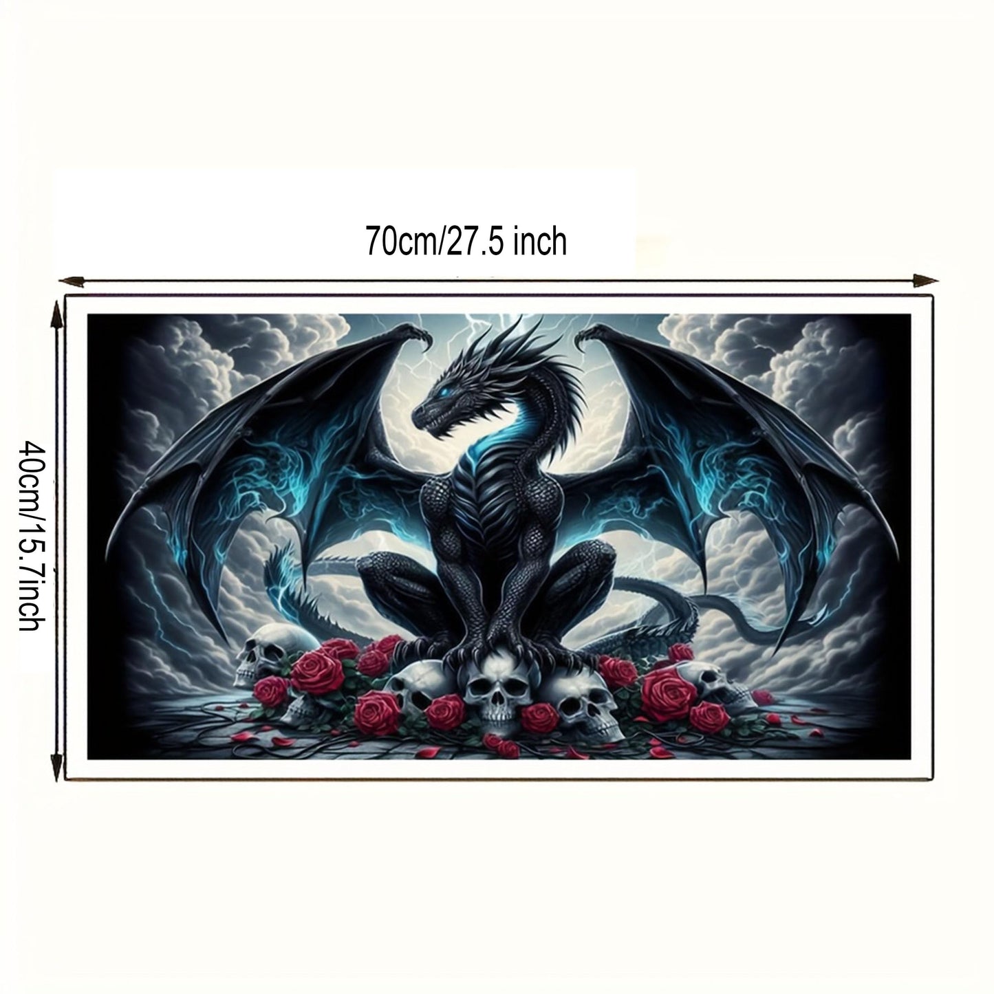 KUFWKEY 5D DIY Dragon Diamond Painting Kits for Adults,Fantasy Animal Art,Skull Gothic Art,Full Round Diamond Art Kits,Diamond Mosaic Emboridery for Home Decor,Big Size 27.5 x 15.7 inches