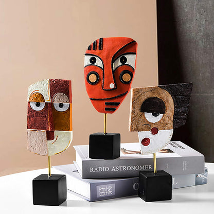 HCCMLOVE Smile - Handcrafted Statues Resin Abstract Sculpture for Home Decor Modern,African Art Tribal Figurines