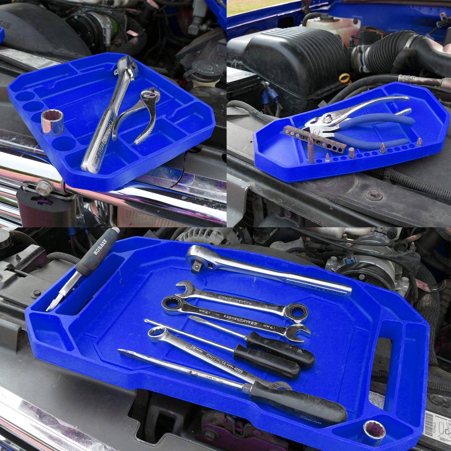 Aocoom 3pcs Large Non-Slip Flexible Silicone Tool Tray, Mechanic Tool Mat, Tool Organizer, Tool Storage, Tool Holder, Grip Mats, No Magnets, Christmas Day Gift for Men, Father’s Day Gift