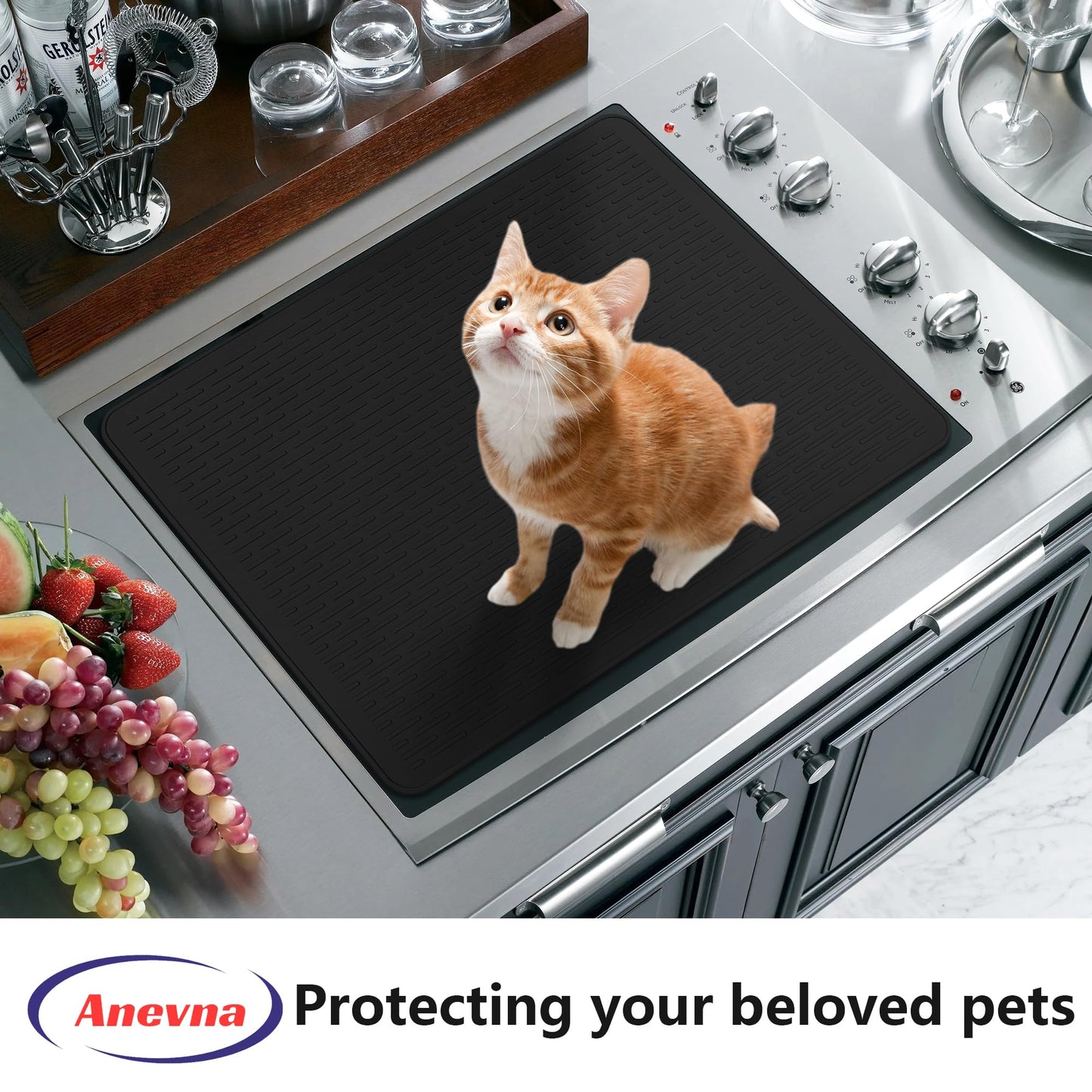 Stove Top Cover for Electric Stove- Range Covers for Electric Stove,Silicone XXL Dish Drying Mat, Glass Cooktop Covers, Flat RV Range top Mats (Black, 28"x20")