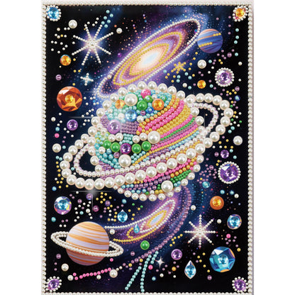 WSLWXSHM Pearl Diamond Painting Kits for Adults Universe, 5D Special Shape Diamond Art Kits for Beginners, Crystal Rhinestones Diamond Painting for Home Wall Decoration Gift 12×16inch/30×40cm Planet