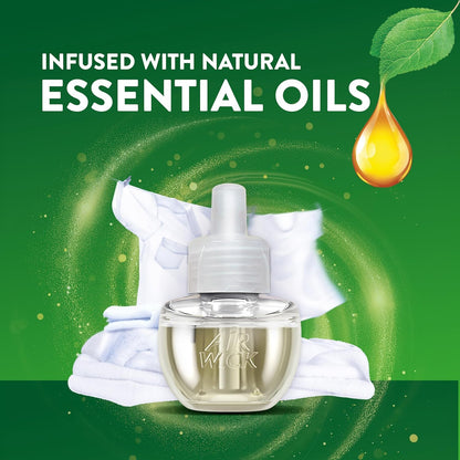 Air Wick Scented Oil Starter Kit - 2 Warmers + 6 Fresh Linen Refills | Eco-Friendly Air Freshener