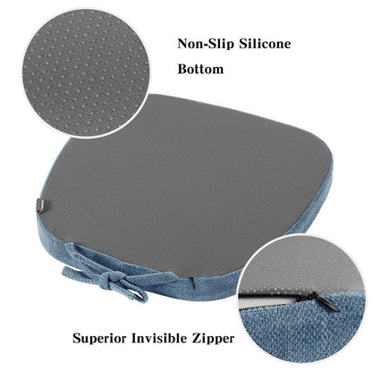 baibu 14x14 Memory Foam Metal Chair Cushions Set of 4, Dual-Layer Design Non-Slip Metal Dining Chair Pads Kitchen Seat Cushion with Machine Washable Cover, 4 Counts, Blue