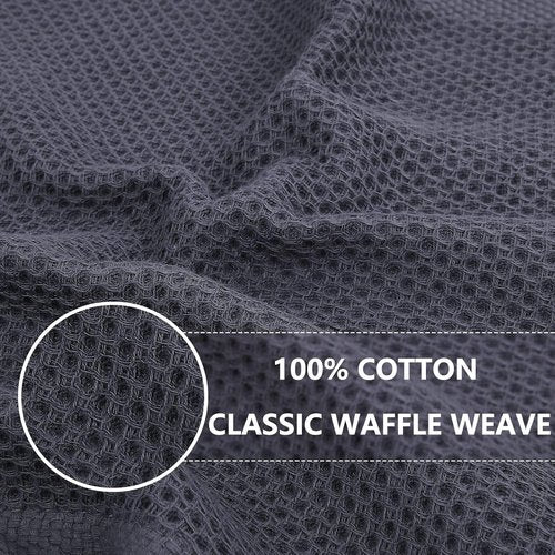 Homaxy Kitchen Dish Towels - Ultra Soft 100% Cotton Waffle Weave, Quick Drying, 20x28 Inches, 12-Pack, Dark Grey