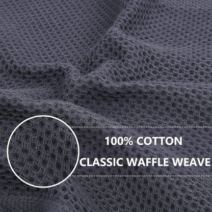 Homaxy Kitchen Dish Towels - Ultra Soft 100% Cotton Waffle Weave, Quick Drying, 20x28 Inches, 12-Pack, Dark Grey