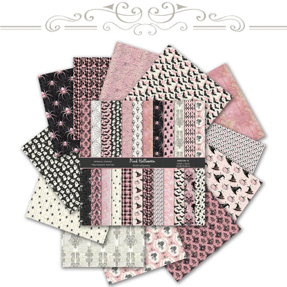 12 x 12 Scrapbook Paper, 24 Sheets Boho Pink Halloween Tone Double-Sided Decorative Cardstock Sheets for Scrapbooking, Crafts, DIY Albums, Junk Journals