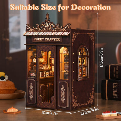KERNOWO Book Nook Kit, DIY 3D Wooden Puzzles for Adults, Teens and Beginners, Miniature Tiny House Kit for Bookshelf Decor, Bookish Gift for Family, Friends, Book Lovers (Sweet Chapter)