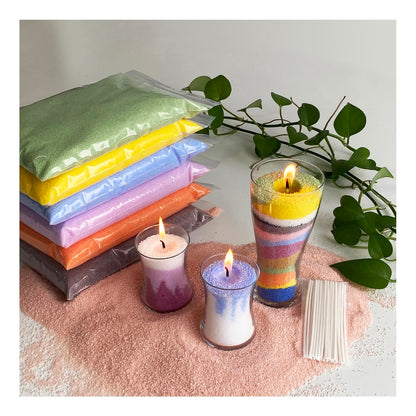 VITARIE Refillable Pearled Candle Sand 18oz, Unscented, 30 Cotton Wicks, 1.1lb Long Burning, Candle Making Kit, Mauve