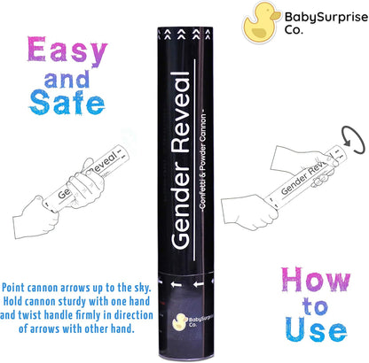 4 100% Gender Reveal Confetti Cannon Pink Powder Smoke with Non-Toxic, Food-Grade Corn Starch - Safe and Easy