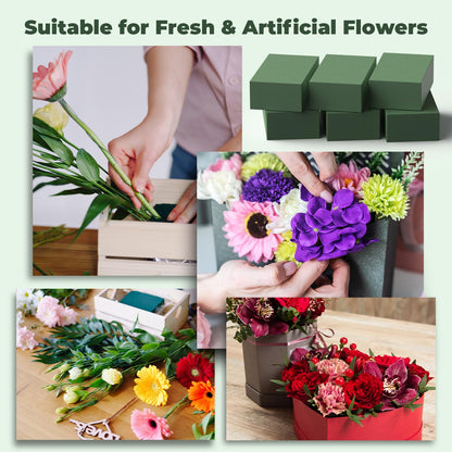 New 6 Pack Large Floral Flower Foam Blocks, Green Plant Foam for Flower Arrangements, Wet & Dry Florist Foam Styrofoam for Fresh and Artificial Flowers (7.5"L X 3.5"W X 2"H)