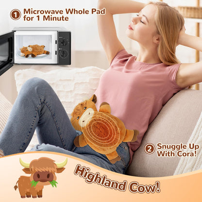 Large Microwave Heating Pad with Washable Cover 21 * 12" Microwavable Heating Pads for Cramps, Back, Neck Shoulder Pain Relief, Cordless Weighted Moist Heat Pack, Black Cat