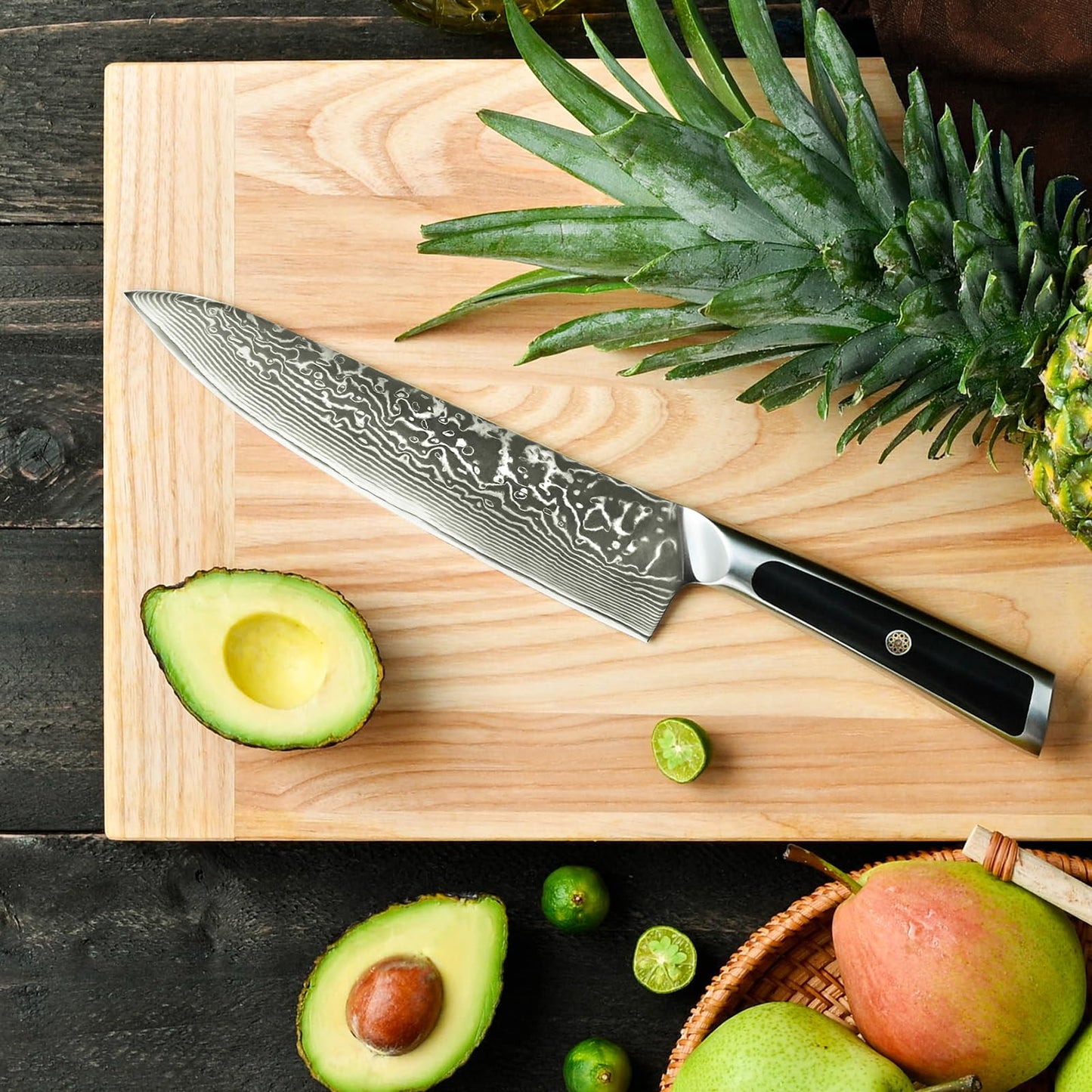 Sunnecko 8 Inch Japanese Damascus Chef Knife - Ultra Sharp 10-12 Degree Edge VG10 67 Layers Kitchen Cooking Knives for Meat, Vegetable & Fruit, Full Tang Forged Blade, Premium Father Day Gift Box