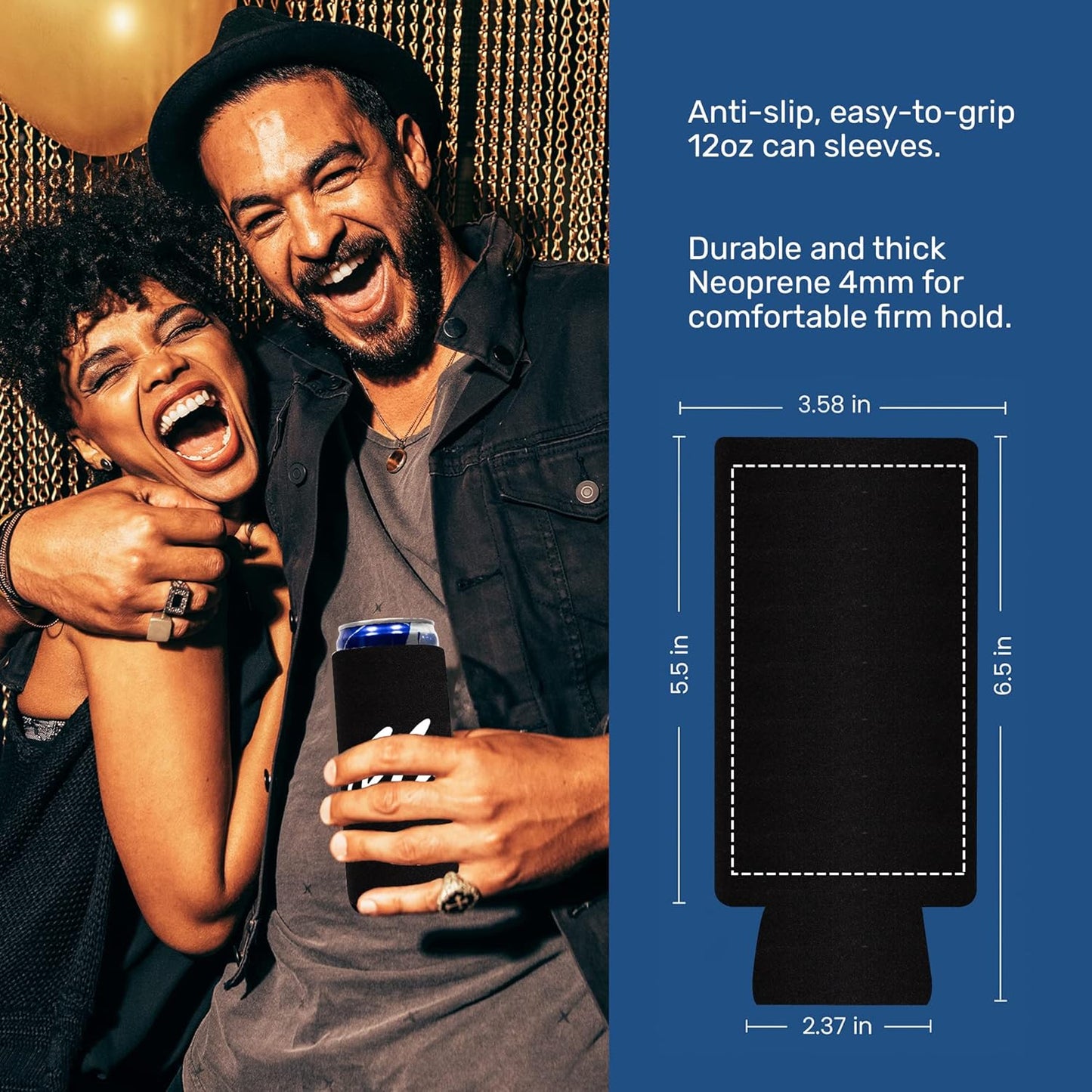 QualityPerfection Mr & Mrs Slim Can Cooler Sleeves, 2 Pack Insulated Neoprene Thermocoolers for 12 oz Drinks