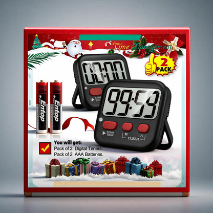 Antonki 2 Pack Digital Timer for Kids, Magnetic Countdown Kitchen Timers for Cooking, Egg, Classroom, Teacher, Exercise, Study, Oven - Battery Included