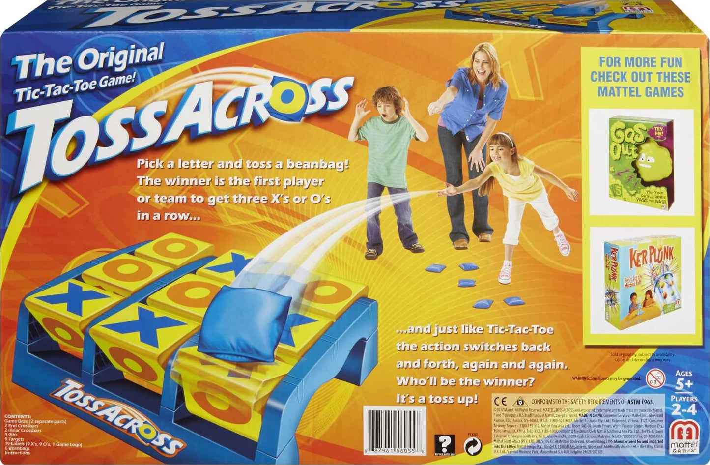 Mattel Games Toss Across Kids Outdoor Game, Bean Bag Throw for Camping & Family Nights, Get 3-in-a-Row for 2 to 4 Players