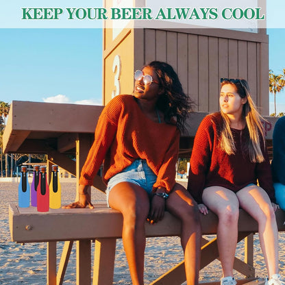 12 OZ 12 Pack) Beer Bottle Cooler Sleeves, Standard Zip-up Extra Thick Neoprene Insulated Sleeve-Keep Beer Cold