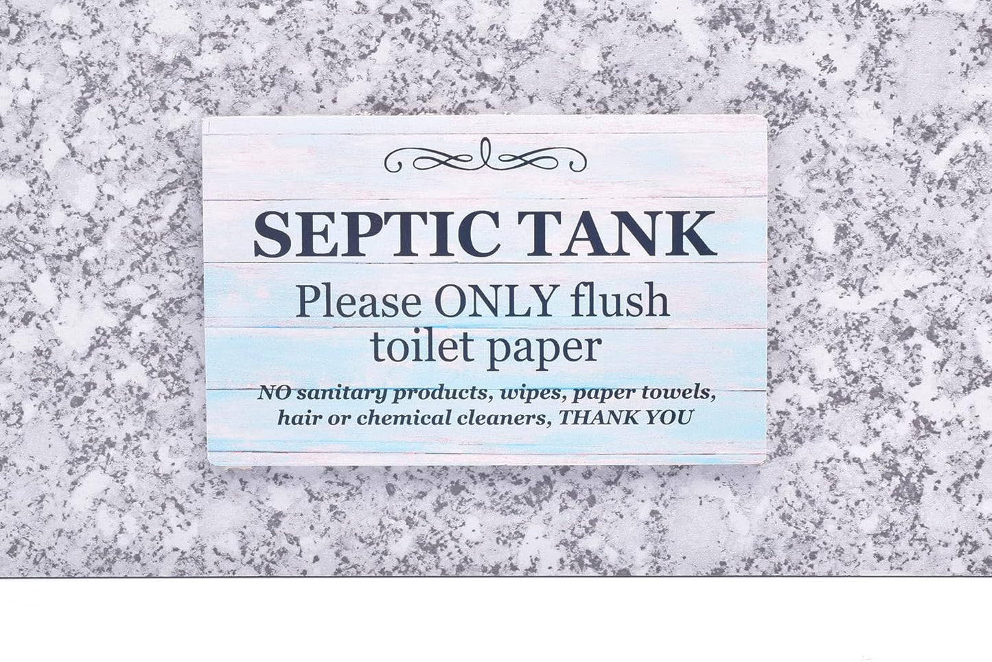 Septic Tank Sign - Adhesive Plaque for Restroom, Bathroom, Toilet, Loo, W.C, Light Blue Foamex Board