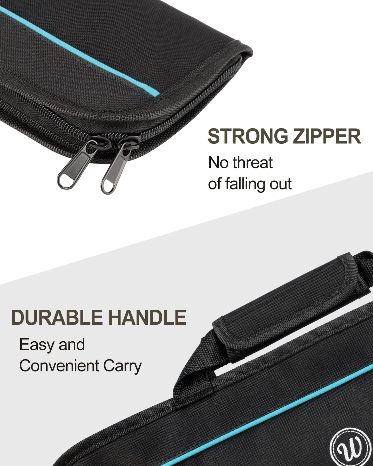 Wessleco Knife Roll, 5-Pocket Chef’s Knife Roll Bag, Knife Bag, Chef Knife Case Nylon Portable Chef Carrying Travel Bag Pouch, Blue(Knives not Included)
