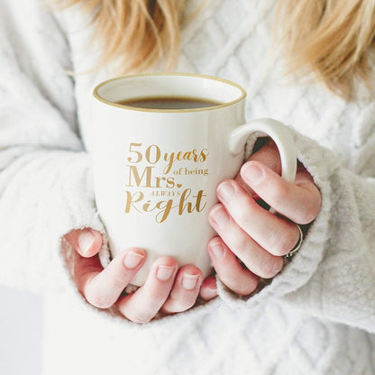 Canopy Street 50th Anniversary Mug Set, Mr. And Mrs. Always Right Coffee Mugs, 15 Ounce