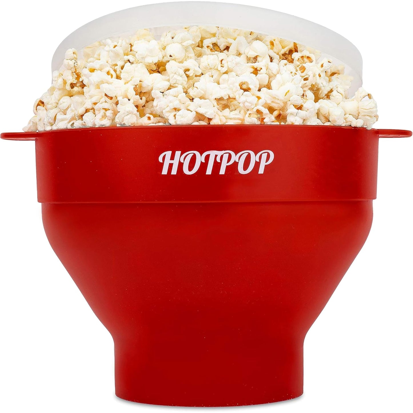 The Orginal HotPop Silicone Popcorn Maker - Microwave Popcorn Popper with Handles - Collapsible Bowl, Heat-Resistant, Easy to Clean, Ideal for Family Movie Nights, 15-Cup Capacity - Red