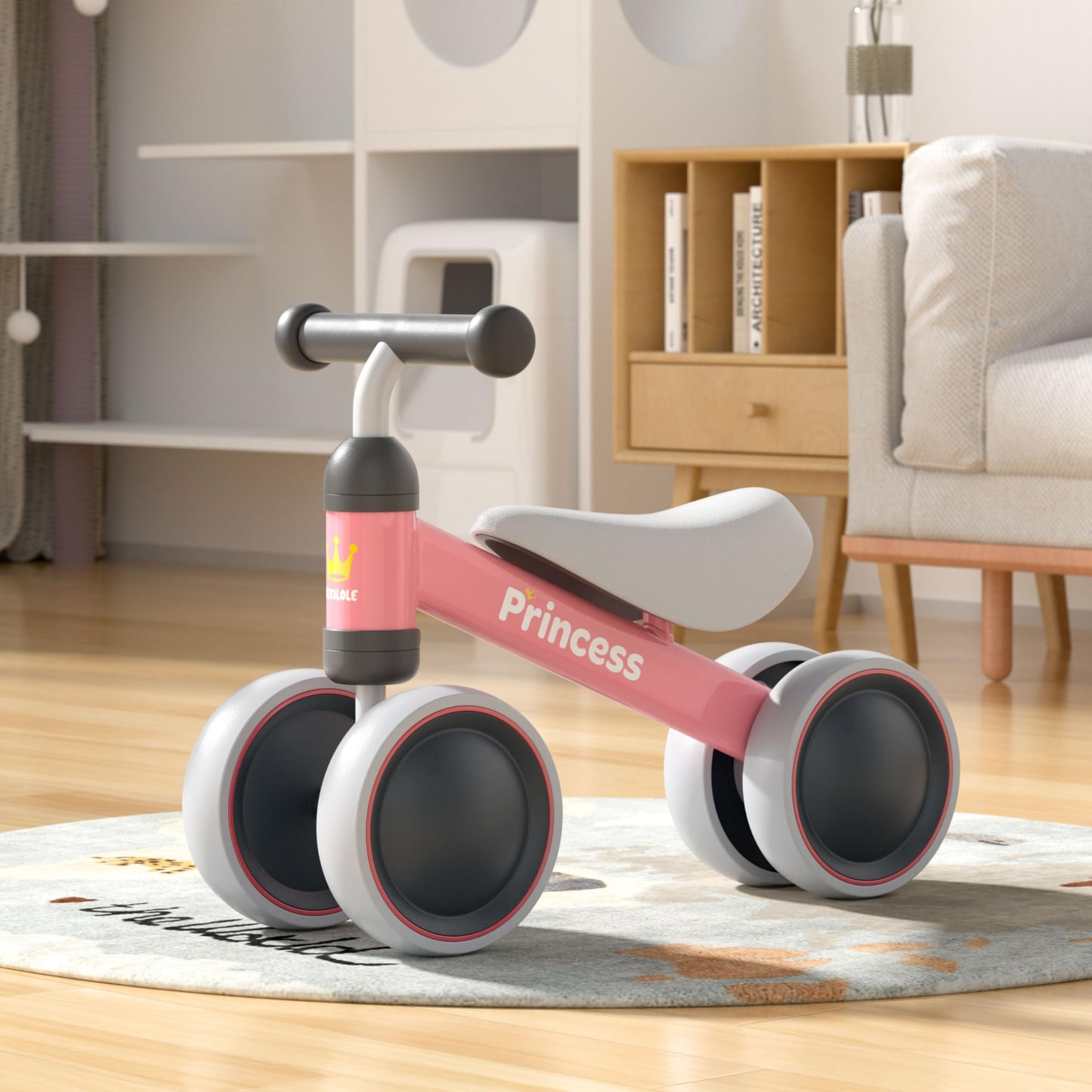 BEKILOLE Baby Balance Bike for 1 Year Old Girl Gifts, 10-24 Month Toddler Balance Bike, 4 Silent Wheels Pre-School First Ride On Toys, 1st Birthday Gifts