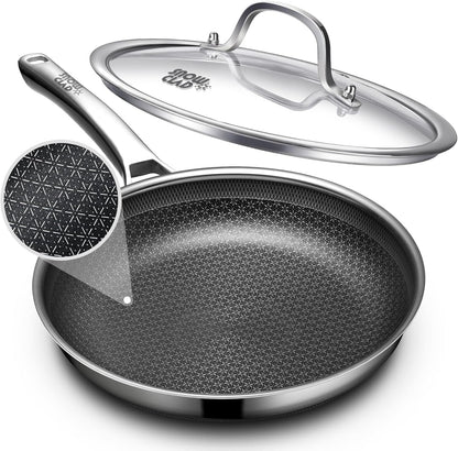 OATOFP Non-Stick Frying Pan - 12 Inch Hybrid Skillet with Lid | Dishwasher & Oven-Safe, PFOA-Free Cookware