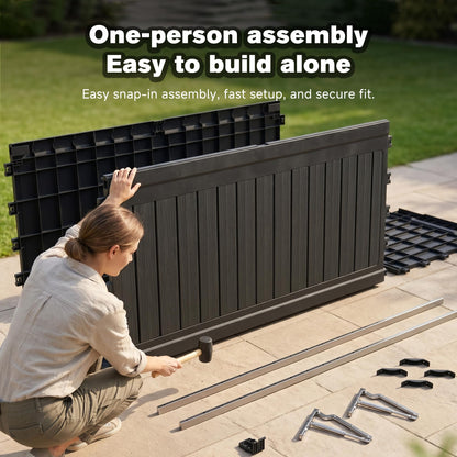 Seeheool 260 Gallon Large Outdoor Storage XXL Deck Box for Patio Furniture, Outdoor Cushions, Garden Tools and Sports/Pools Equipment, Waterproof Resin, Lockable, Black