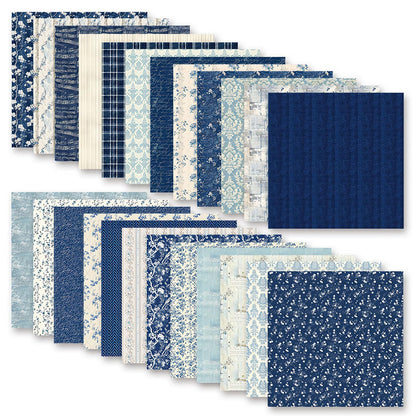 MerwDeeyt Floral Scrapbook Paper 12x12 In and 6x6 In Pack, 48 Sheets Double Sided Decorative Papers Spring Flower Patterned Craft Paper for Scrapbooking Card Making Journaling Decor (Blue)