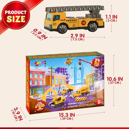 JOYIN 2025 Christmas Advent Calendar Engineering Vehicle, 24 Days Christmas Countdown Alloy Construction Engineering Vehicle for Kids, Vehicles City Construction Cars, Xmas Party Favors Supplies