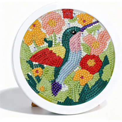 Foxonaut Hummingbird Diamond Art for Kids with Frame, Easy Diamond Art Painting Kits Ages 6-8-12, DIY Gem Art for Kids,Art and Crafts for Girls Boys Gift (7x7inch)
