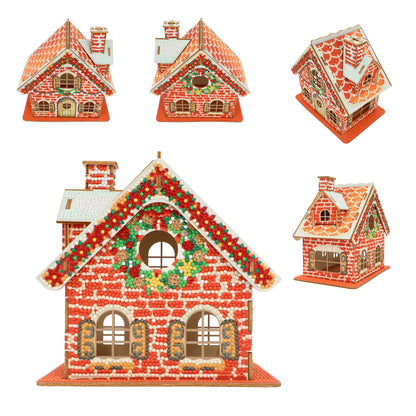Party Ready 3D Diamond Painting Gingerbread House Christmas Cabin Kit – DIY Holiday Décor, Full Drill Mosaic Art, Festive Craft Kit (Christmas Carbin 2)