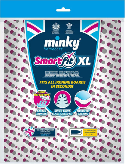 Minky Homecare SmartFit Supersize Reflector Ironing Board Cover - Fits Extra Large Boards up to 57 x 21 Inches,