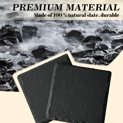36 PCS Black Slate Stone Coasters Bulk, MAPRIAL Laser Engraving Blanks Material, 18 PCS Square, 18 PCS Round for Engraver, Drinks, DIY Project,Gifts
