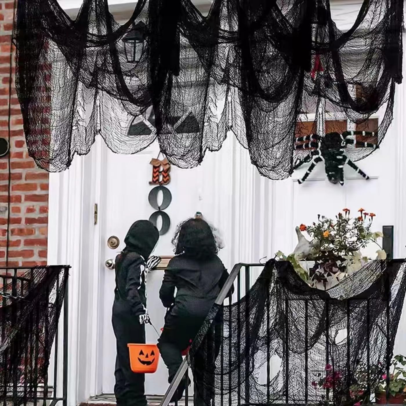 Sunlisky Halloween Creepy Cloth - 8 Pack Black - 76x30 Inch Cotton Gauze Fabric - DIY Spooky Decor for Haunted House,Spider Web,Ghost - Indoor Outdoor Halloween Party Decorations