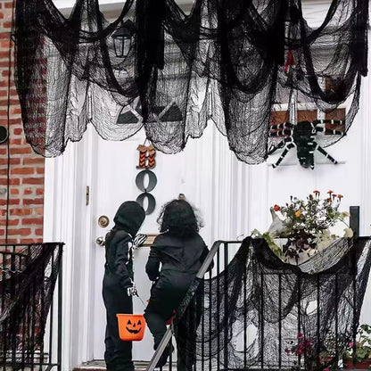 Sunlisky Halloween Creepy Cloth - 8 Pack Black - 76x30 Inch Cotton Gauze Fabric - DIY Spooky Decor for Haunted House,Spider Web,Ghost - Indoor Outdoor Halloween Party Decorations