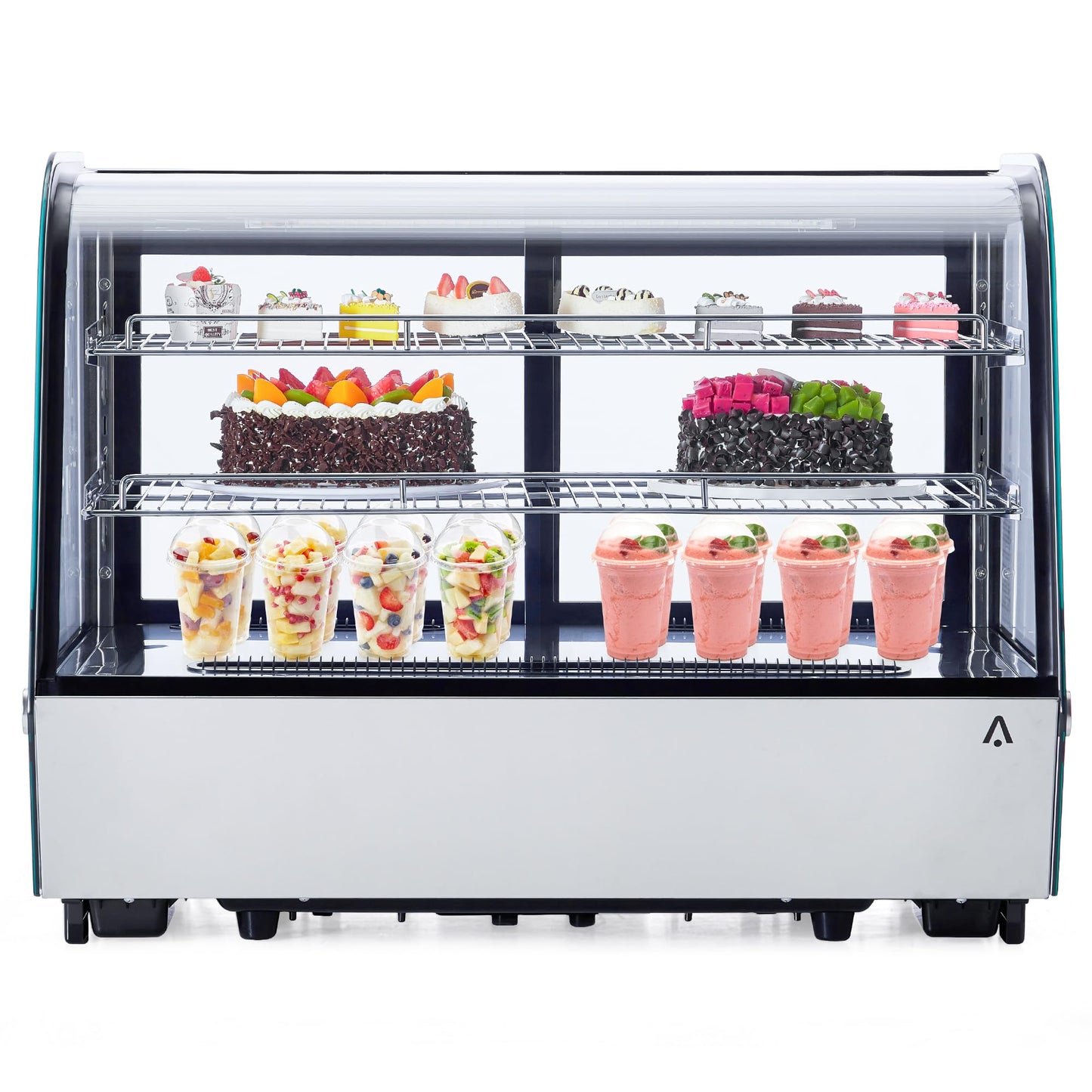 Display Refrigerator, 4.2 cu. ft. 160 Liter Commercial Cake Display Refrigerator with LED Lights, Air Cooling and Auto Defrost, Countertop Refrigerator for Bakeries, Cafes and Restaurants, Black