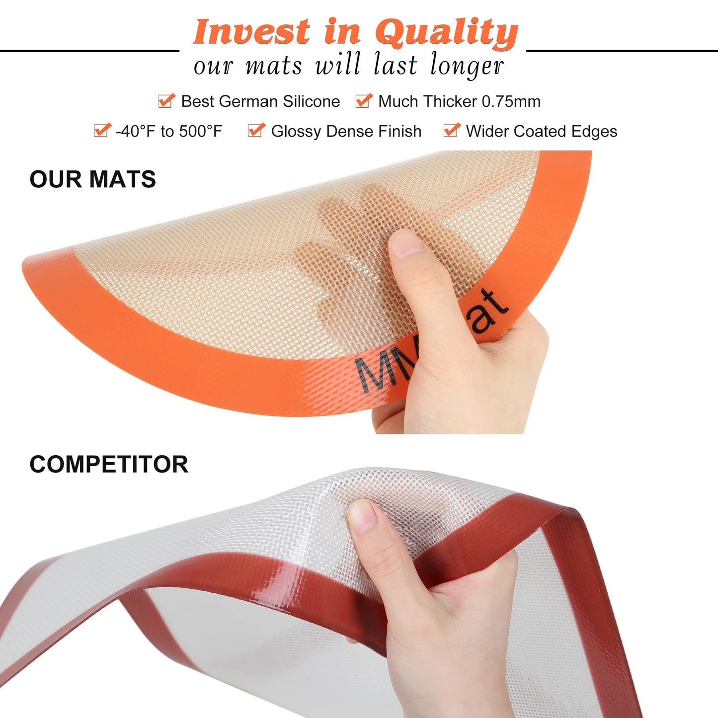 MMmat Silicone Baking Mats Set of 2 Round Non-Stick Reusable Air Fryer Linner - Best German Silicone - 12 inch