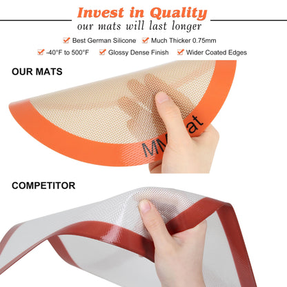 MMmat Silicone Baking Mats Set of 2 Round Non-Stick Reusable Air Fryer Linner - Best German Silicone - 12 inch