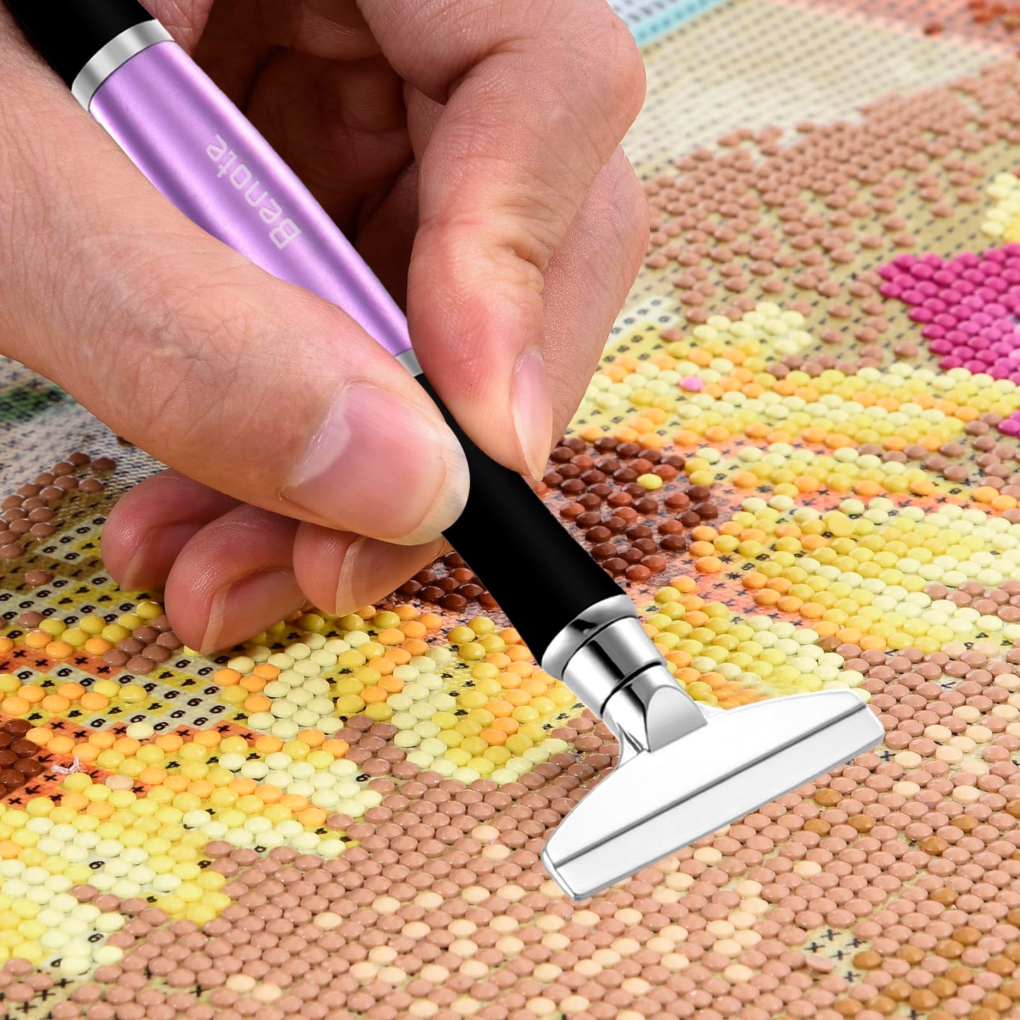 benote Diamond Art Painting Accessories Tools Roller Pressing Pen Metal Correction Plate, 5D Diamond Art Kits Straightener Rhinestone Embroidery Paintings Accessory