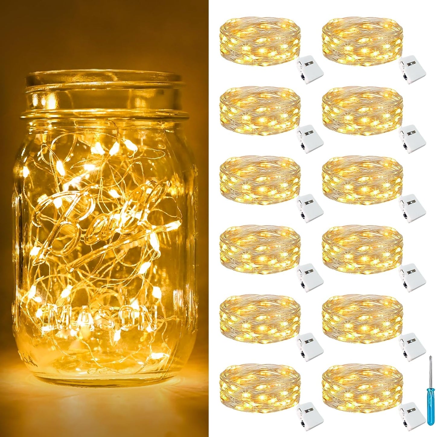 12 Pack [3 7ft 20 btfarm Fairy Lights Battery Operated Modes], Led Twinkle Lights String Lights Waterproof Bulk Small