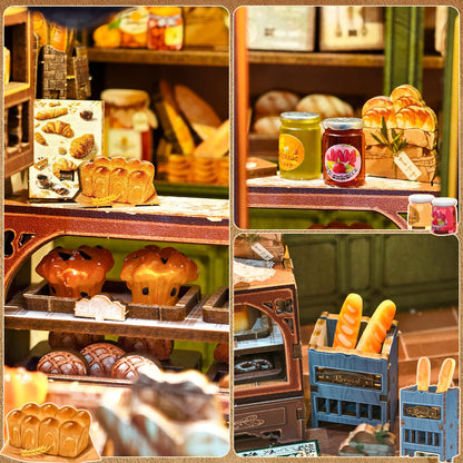 CUTEBEE Book Nook Kit - DIY Miniature House Bakery Dessert Shop Dollhouse Kit for Adults, Booknook Tiny House Bookshelf Decor 3D Wooden Puzzle, Gifts for Family, Friends (Mrs.Hunt Bakery)